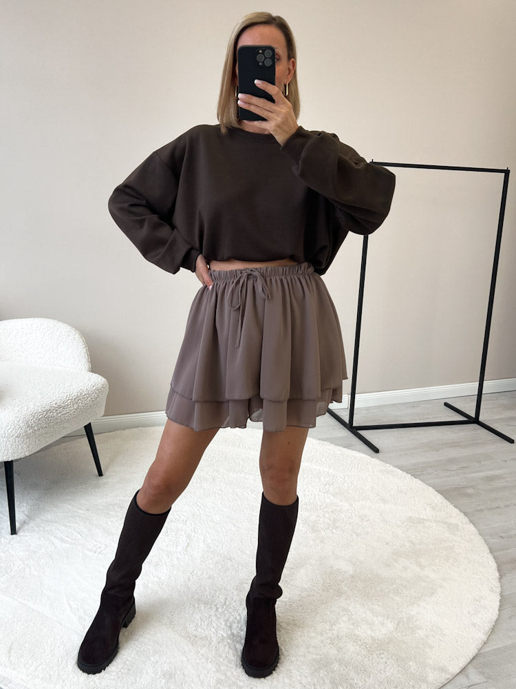 "Bella Skort" weicher Hosenrock - mocca