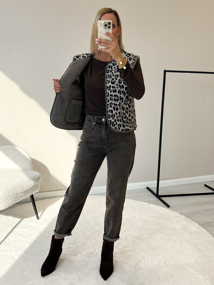 "Nayla Leo" tolle Teddy Wendeweste aus Viscose - mocca