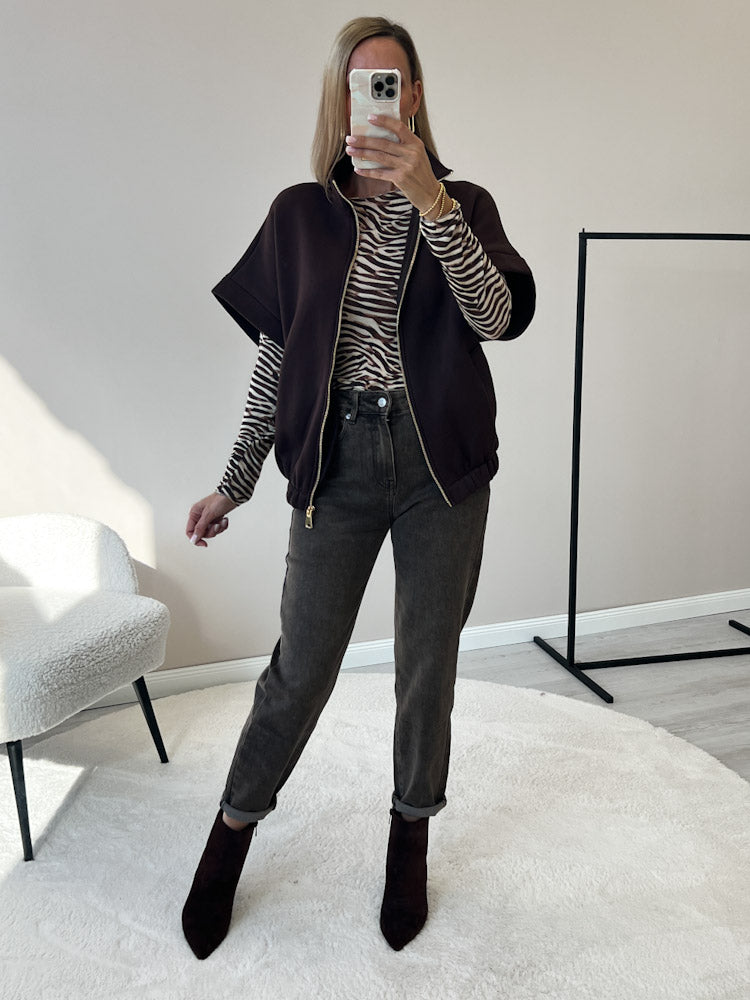 "Comfy" stylische Weste aus Baumwolle - braun