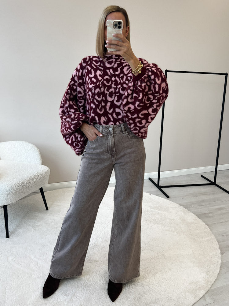 "Felicia Leo" stylischer Pullover - bordeaux/rosa
