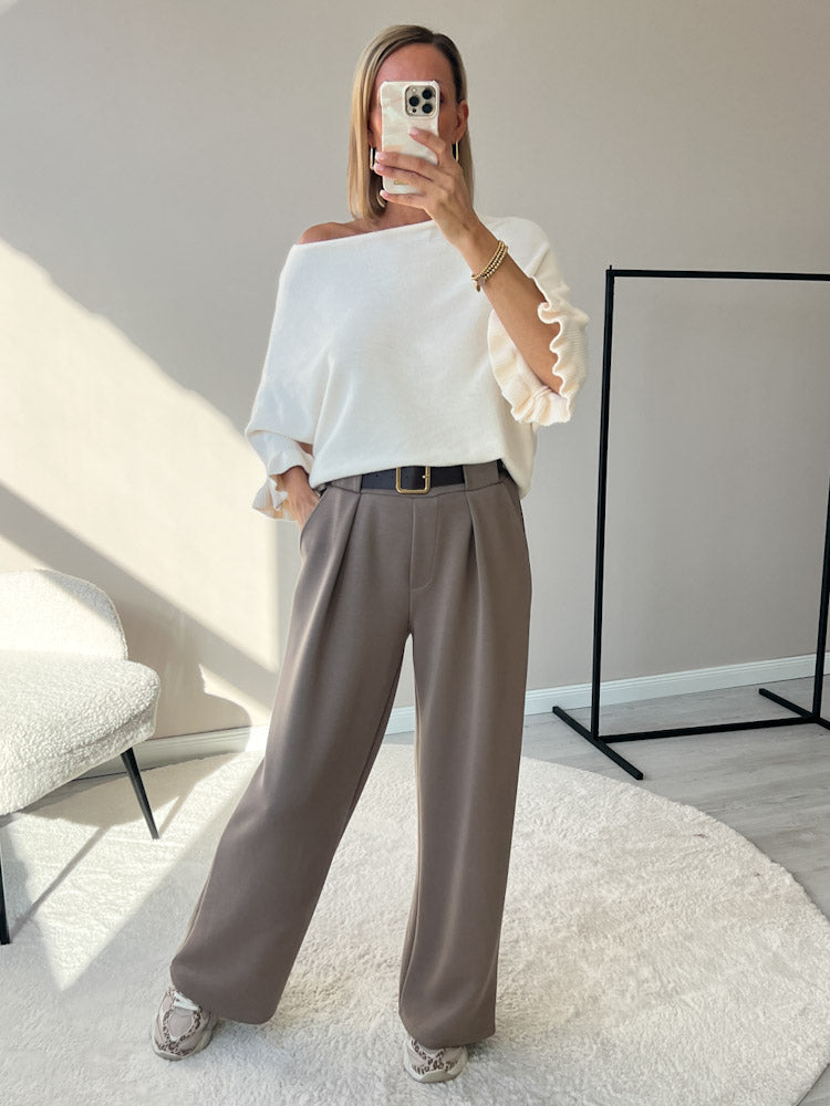 "Pari" Butterstoff Hose aus Viskose  - mocca