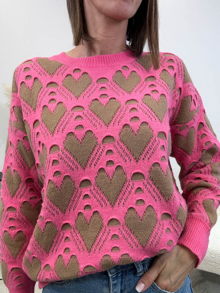 ,,Sweetheart'' Knit Pullover - pink