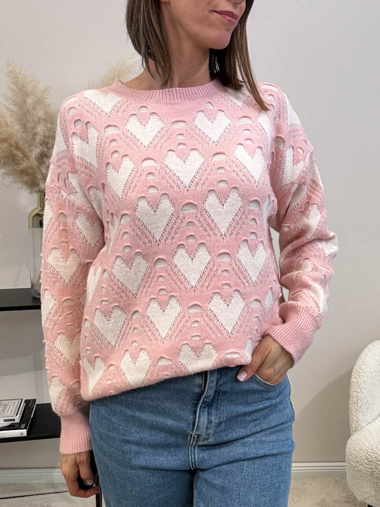 ,,Sweetheart'' Knit Pullover - rosa