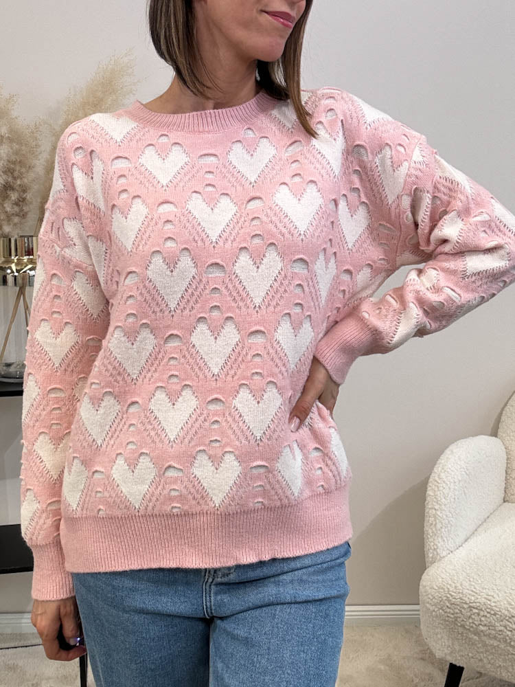,,Sweetheart'' Knit Pullover - rosa