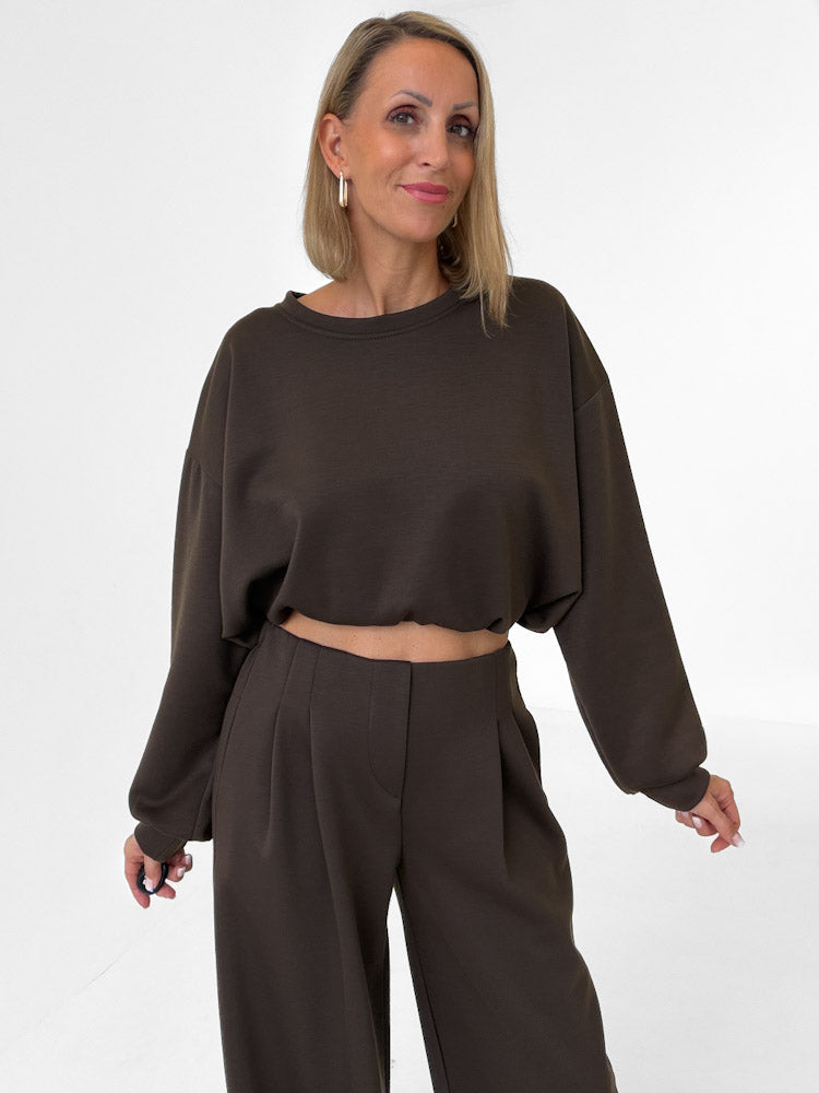 "Pari Pulli" weicher Pullover aus Butterstoff - chocobraun