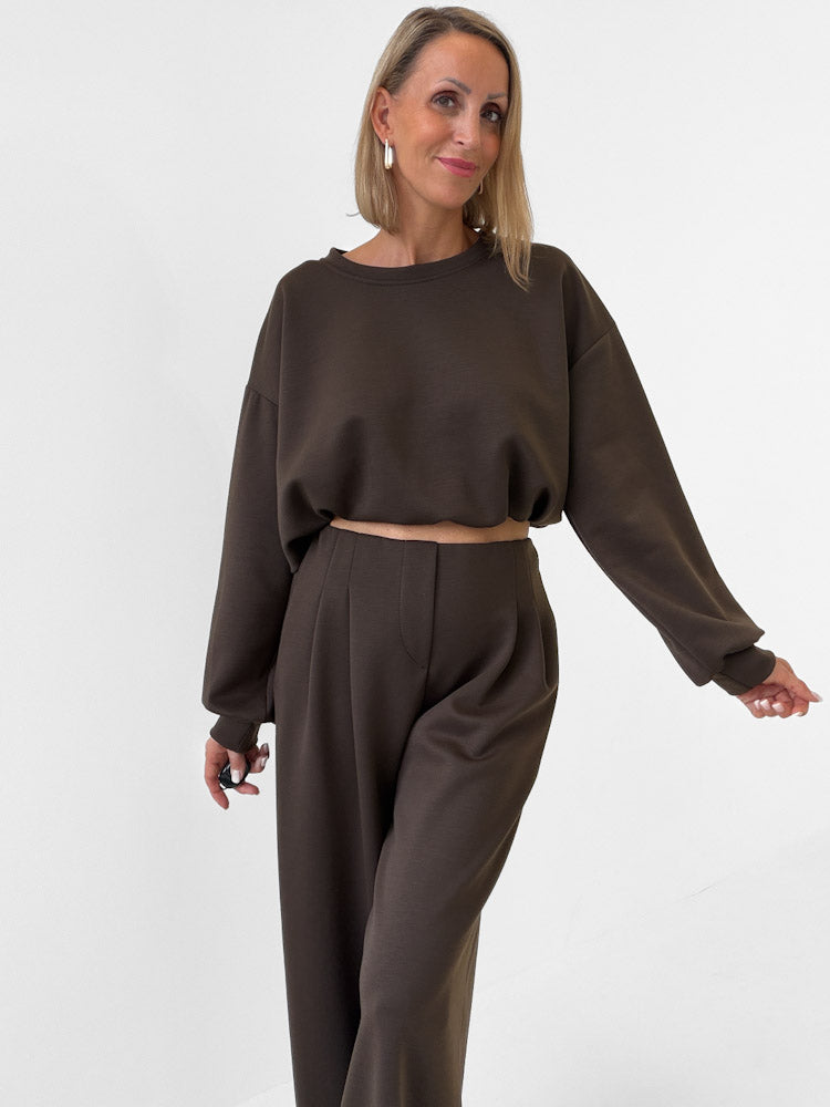"Pari Pulli" weicher Pullover aus Butterstoff - chocobraun
