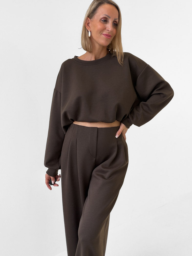 "Pari Pulli" weicher Pullover aus Butterstoff - chocobraun