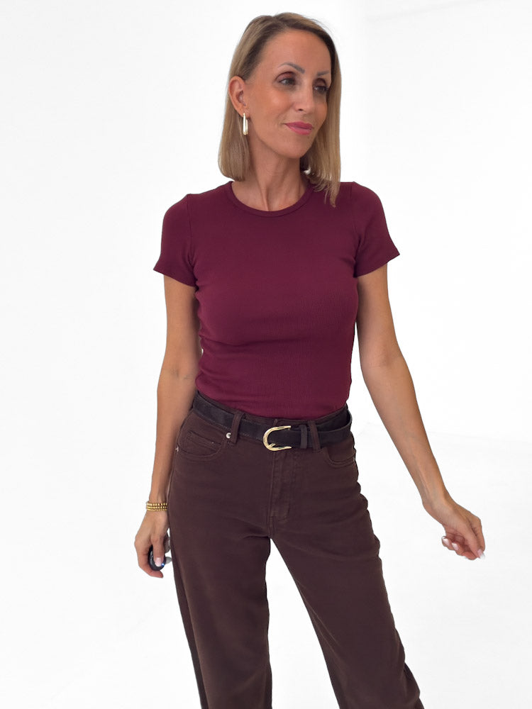 "Trapani" süßes T-Shirt aus Baumwolle - bordeaux