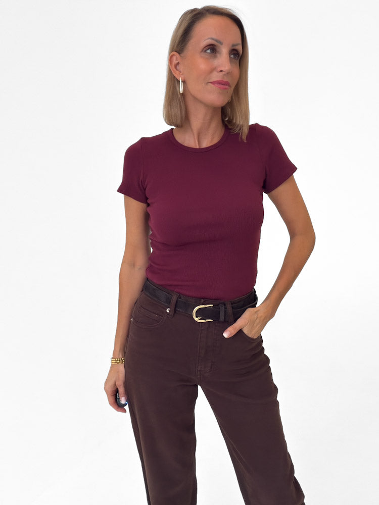"Trapani" süßes T-Shirt aus Baumwolle - bordeaux