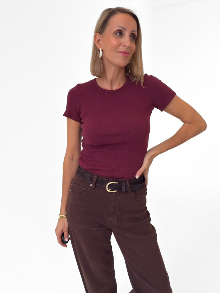 "Trapani" süßes T-Shirt aus Baumwolle - bordeaux