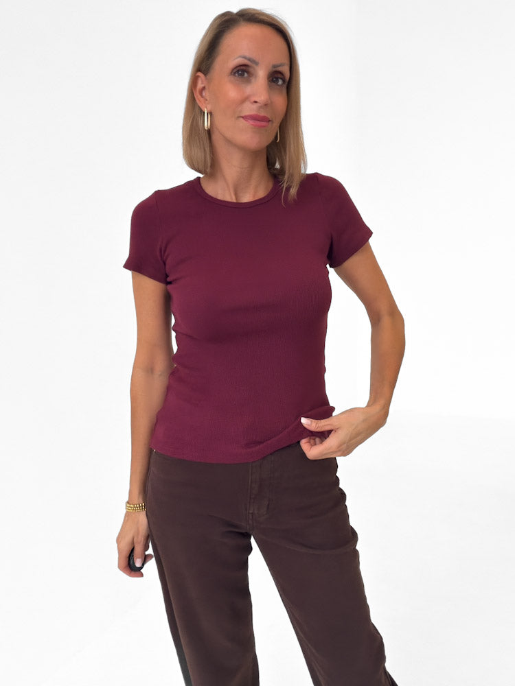 "Trapani" süßes T-Shirt aus Baumwolle - bordeaux