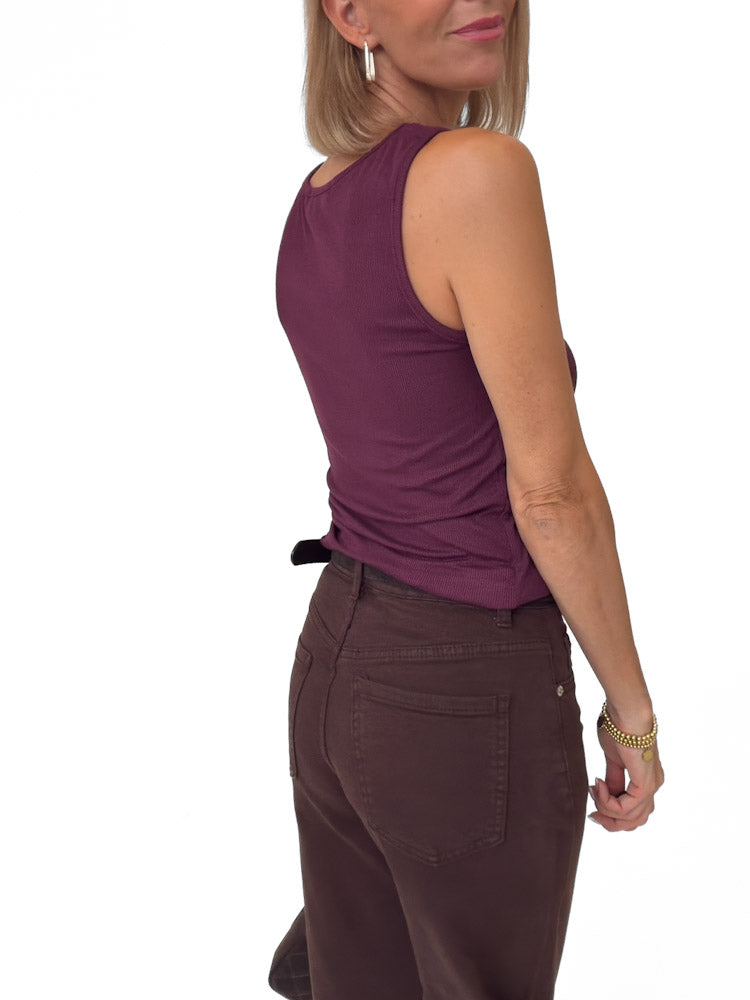 "Denia Long" weiches Top aus Bambus - plum