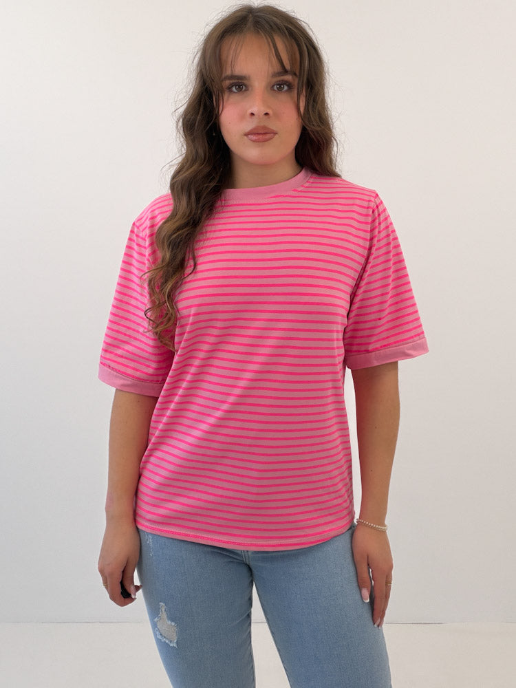 "Breeze Lines" stylisches Streifenshirt aus Baumwolle - rosa/pink