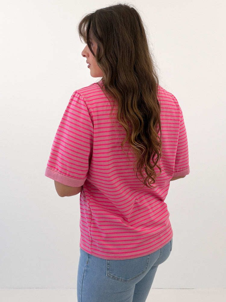 "Breeze Lines" stylisches Streifenshirt aus Baumwolle - rosa/pink