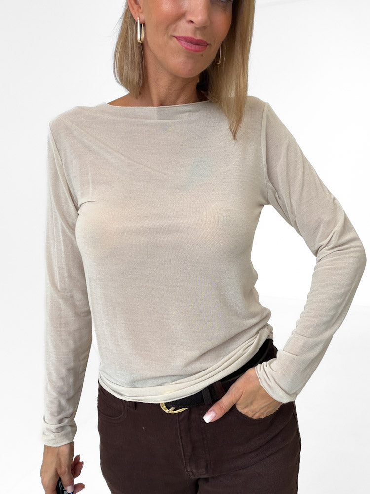 "Como" kuscheliges Cashmere Longshirt - beige