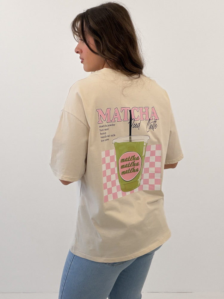 "Matcha Maus" tolles Shirt mit Statement - beige