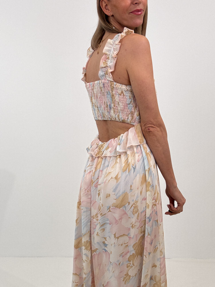 "Blossom Long" süßes Sommerkleid - beige/pastell