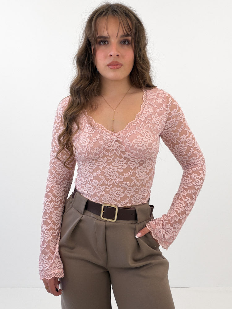 "Fiorella Rose" zartes Spitzenshirt - rosa