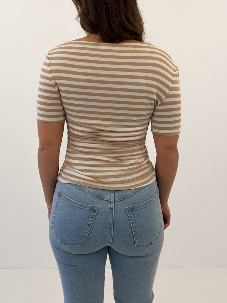 "Cotton Stripes" Streifenshirt aus Viscose - weiß/ beige