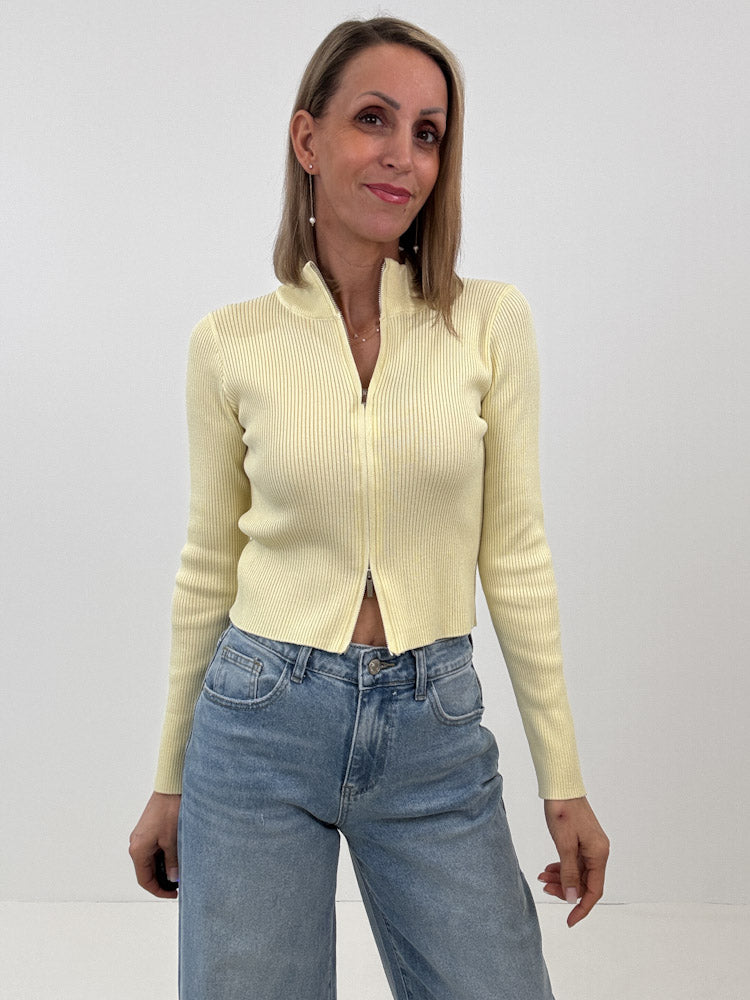"Lamia" weiche Strickjacke aus Viscose - lemon ice