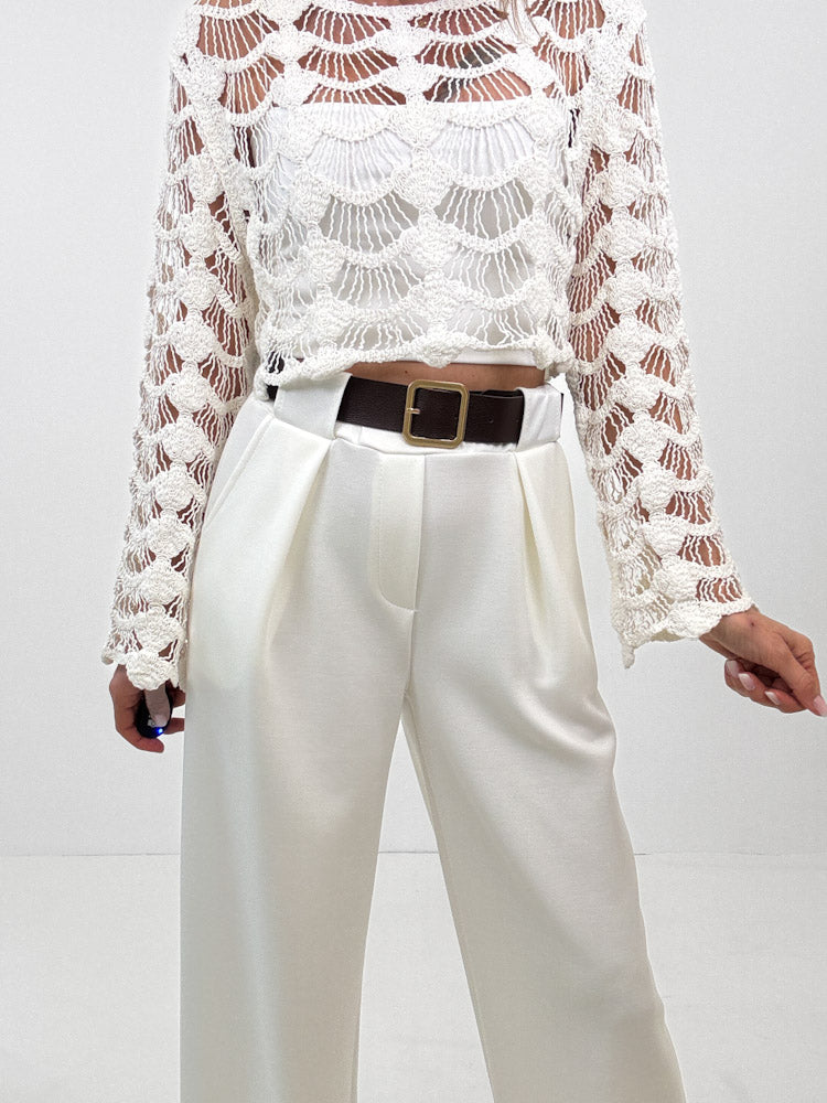 "Conchiglia" süßes Crochet Top - weiß
