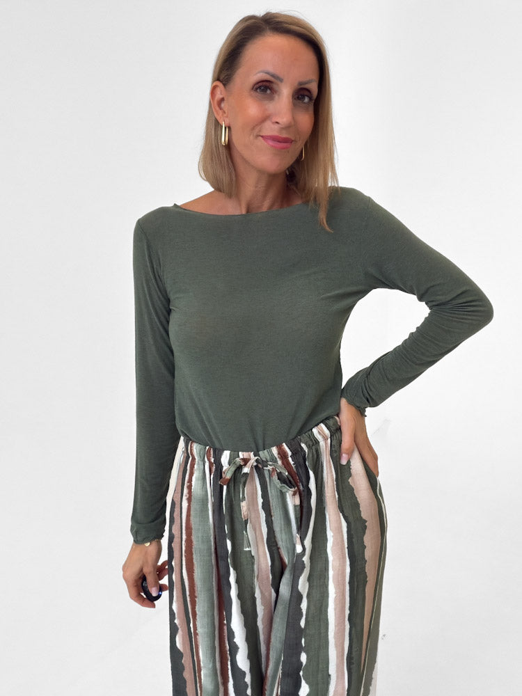 "Como" kuscheliges Cashmere Longshirt - khaki