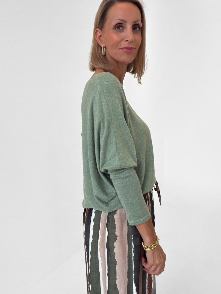 "Soft" weiches Longshirt aus Viscose & Wolle - light matcha