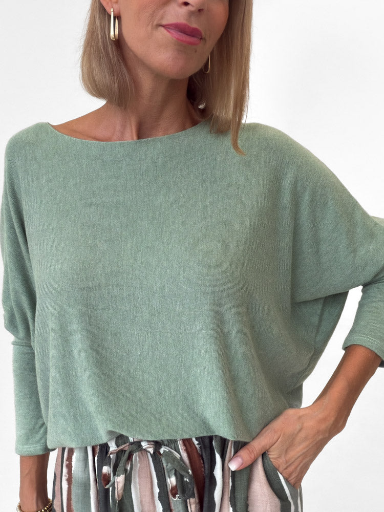"Soft" weiches Longshirt aus Viscose & Wolle - light matcha