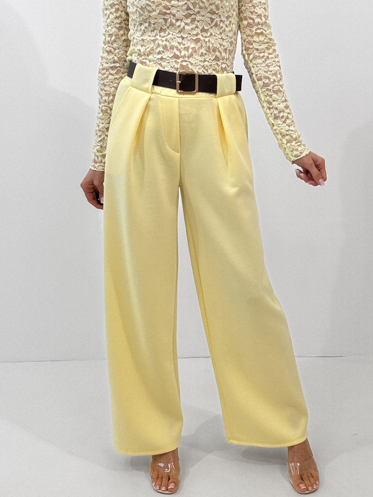 "Pari" elastische Hose aus Viskose  - lemon ice