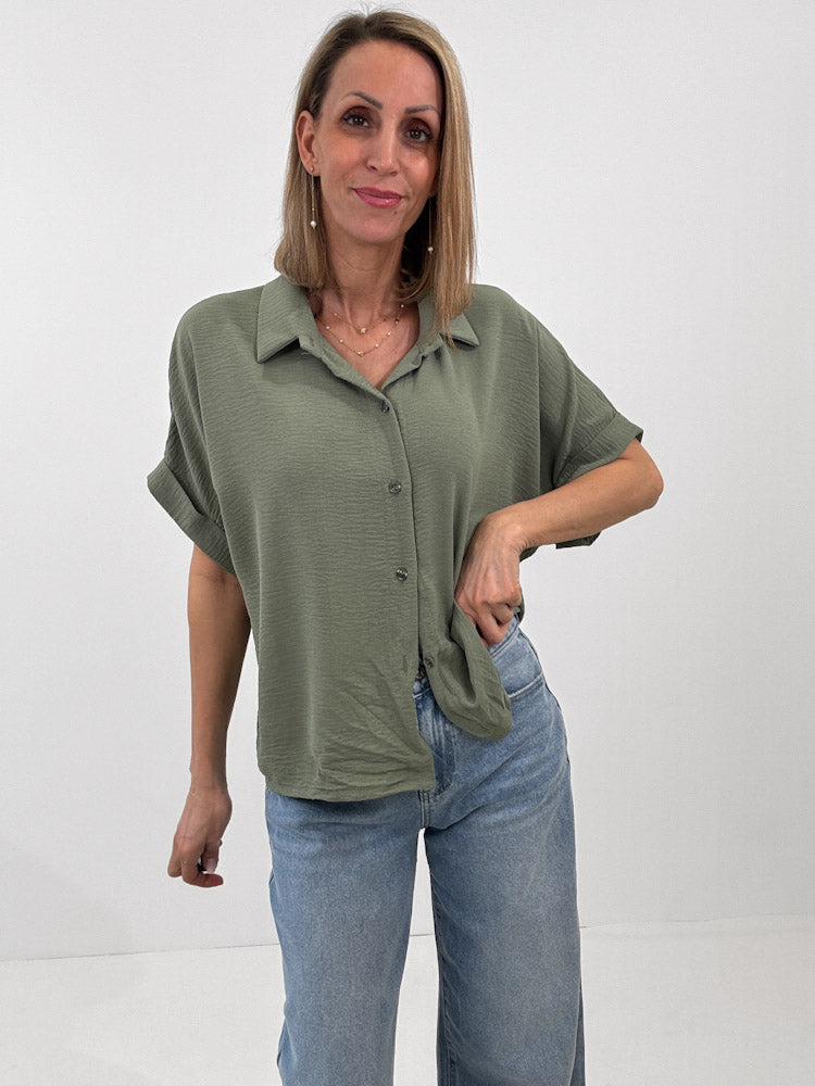 "Sunshine" kurze Bluse - matcha grün