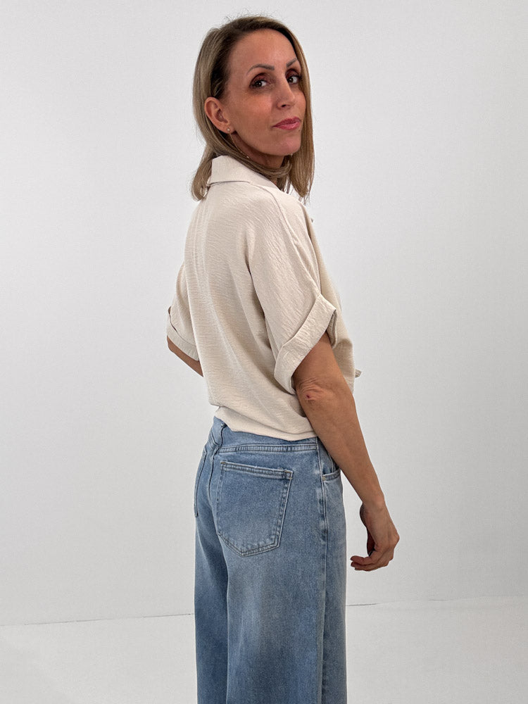 "Sunshine" kurze Bluse - beige