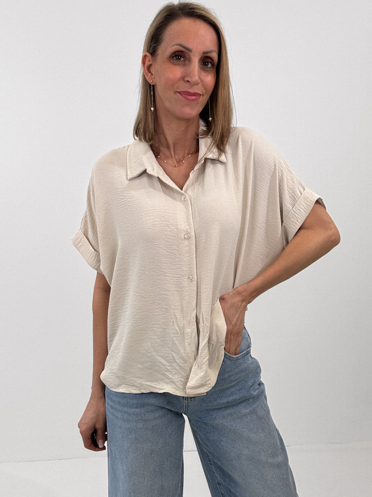 "Sunshine" kurze Bluse - beige
