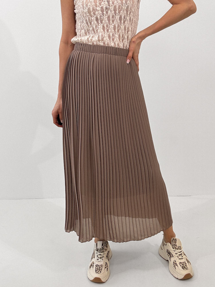 "Skirt" stylischer Plissee Rock - mocca