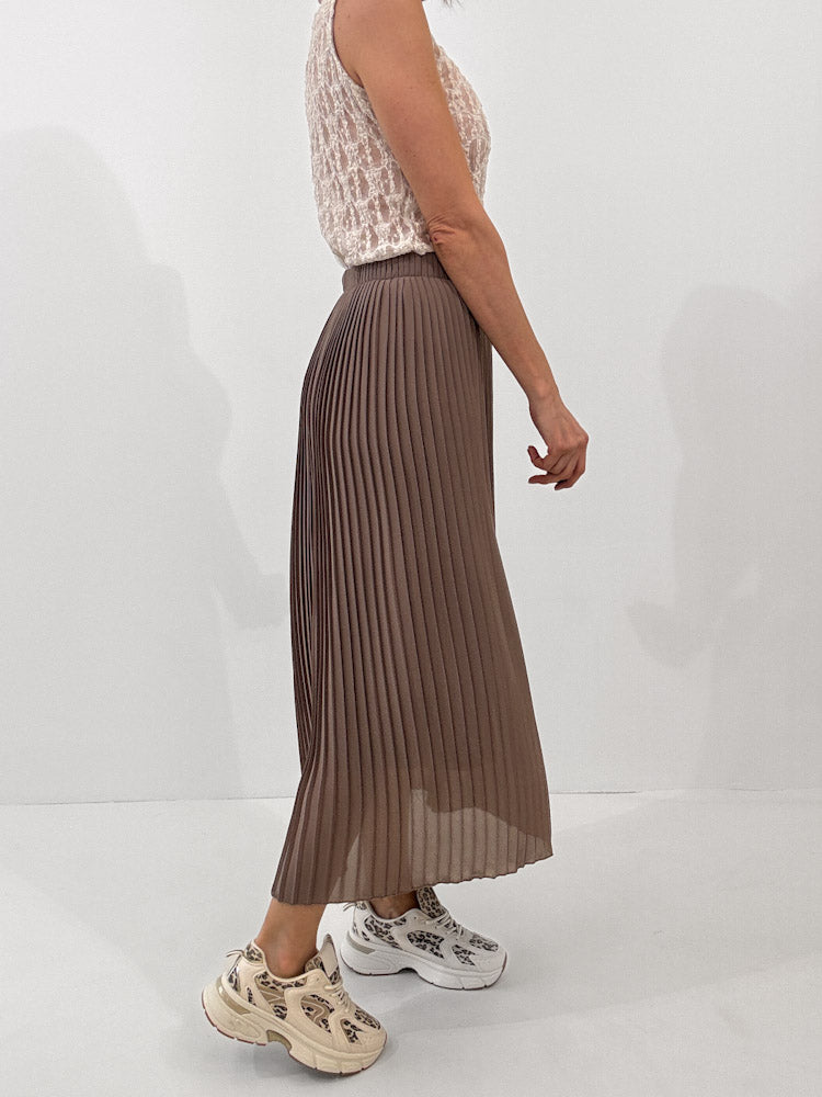 "Skirt" stylischer Plissee Rock - mocca