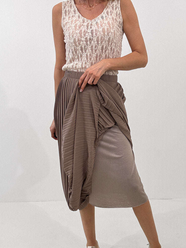 "Skirt" stylischer Plissee Rock - mocca