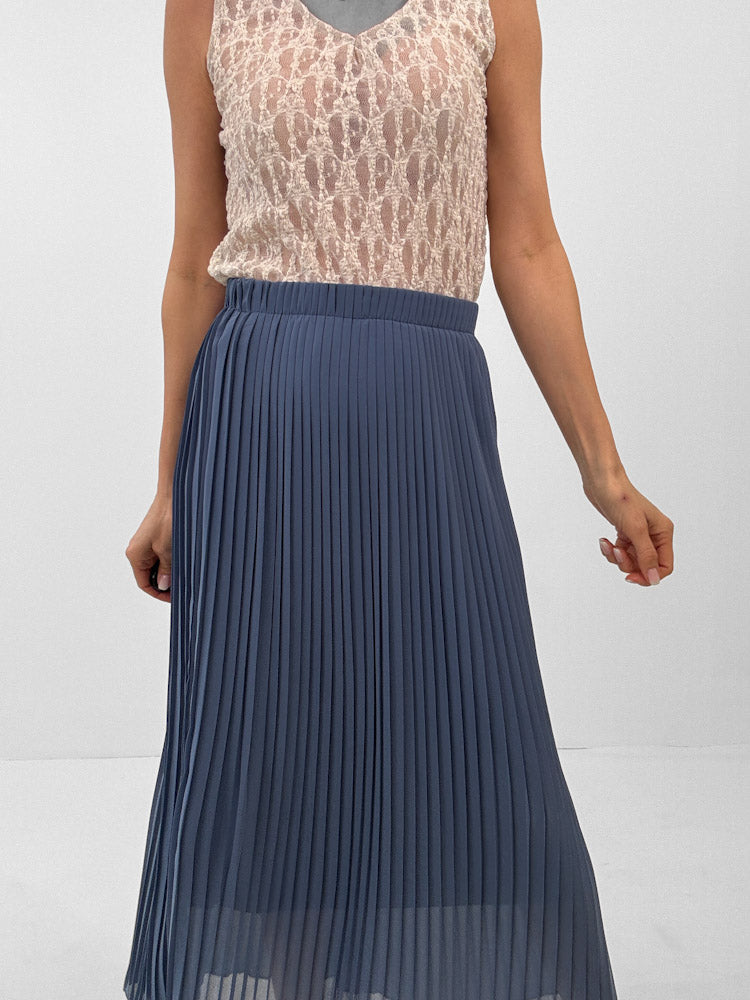"Skirt" stylischer Plissee Rock - jeansblau