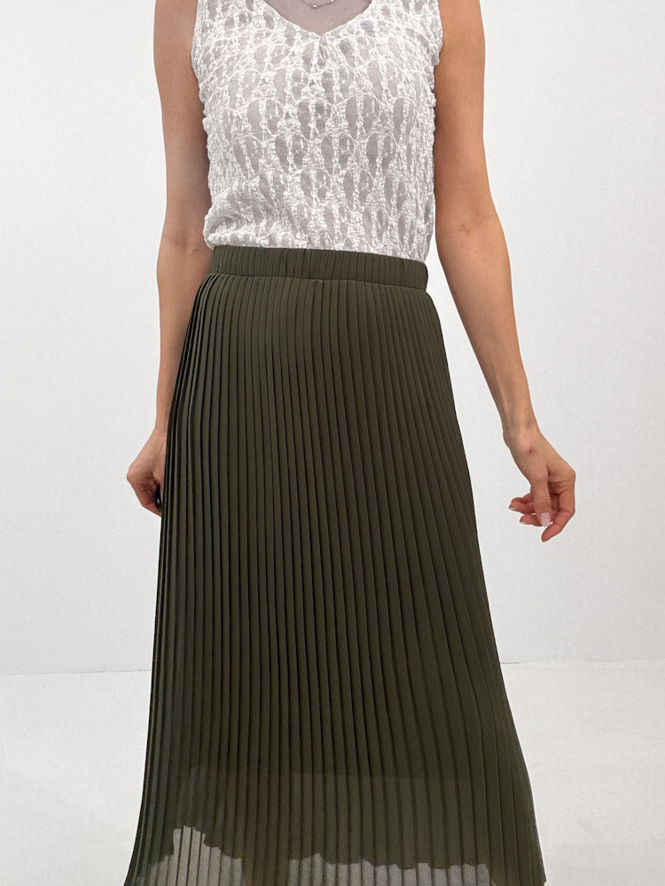 "Skirt" stylischer Plissee Rock - khaki