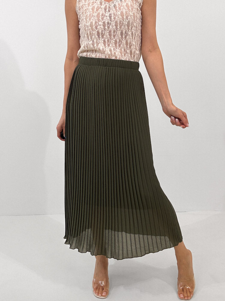 "Skirt" stylischer Plissee Rock - khaki
