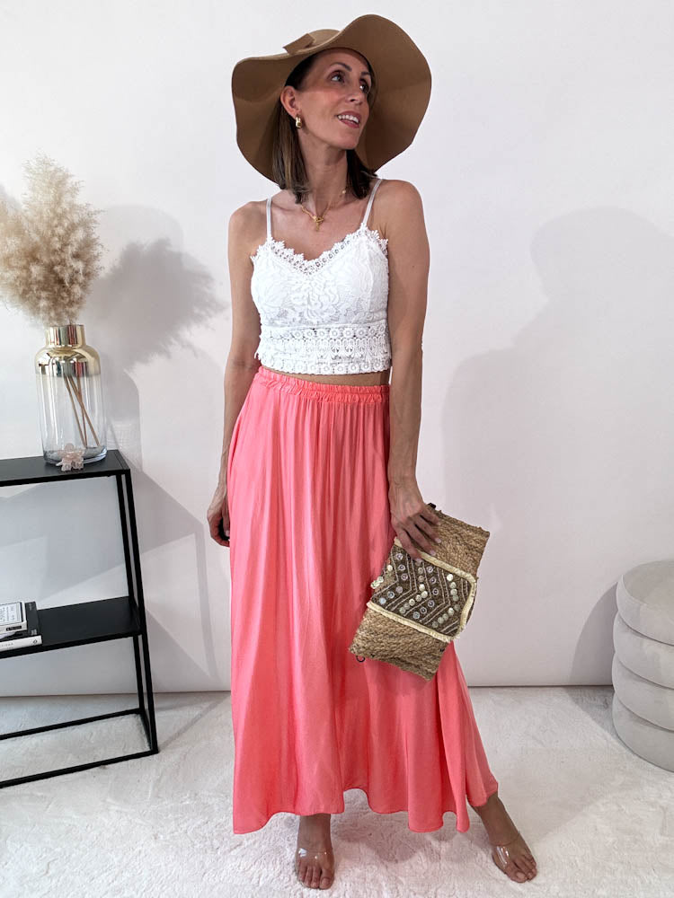 "Silky Bell Maxi" Rock aus Viskose - peach