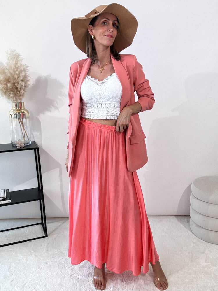 "Silky Bell Maxi" Rock aus Viskose - peach