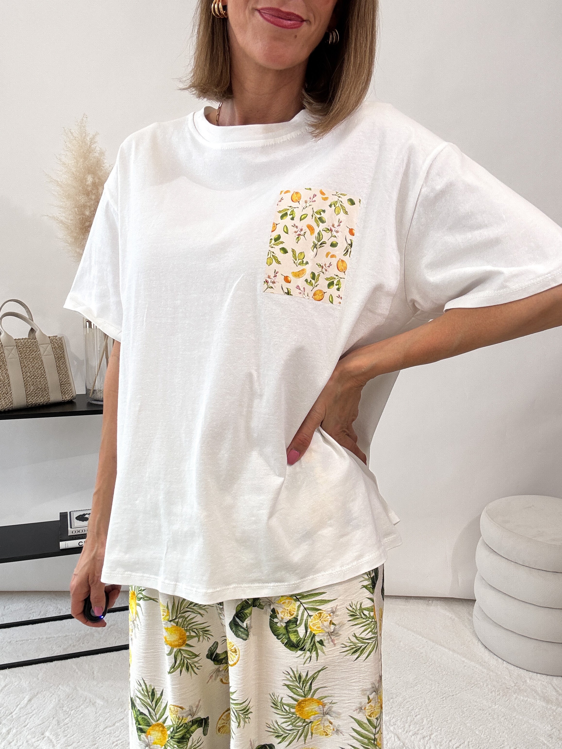 "Lemon" Shirt mit Statement - weiß