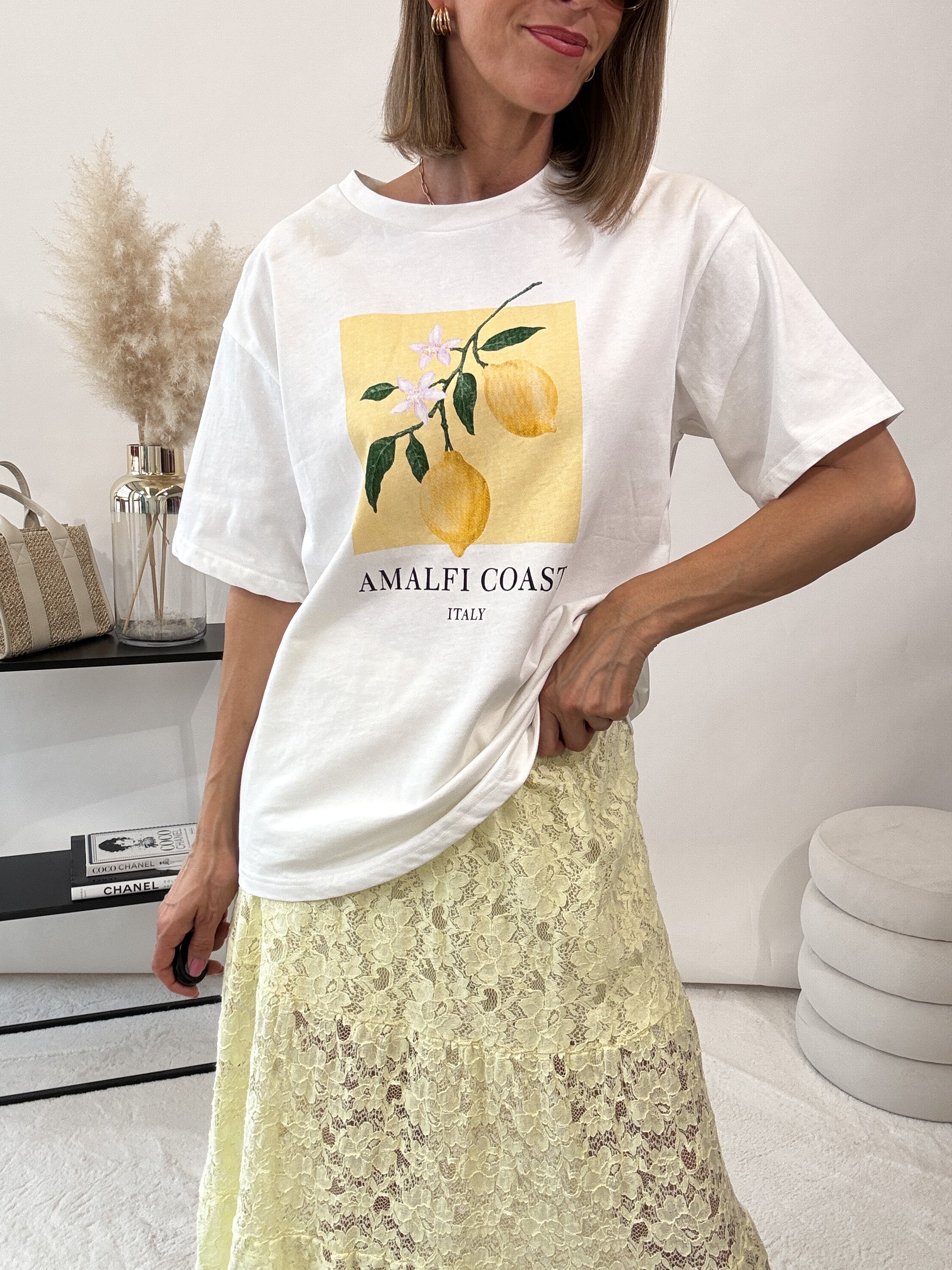 "Lace long Skirt" langer Rock aus Spitze - gelb
