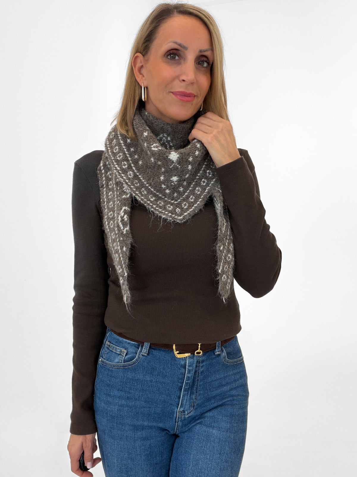 "Nola" weicher Schal mit Lana Wolle - mocca