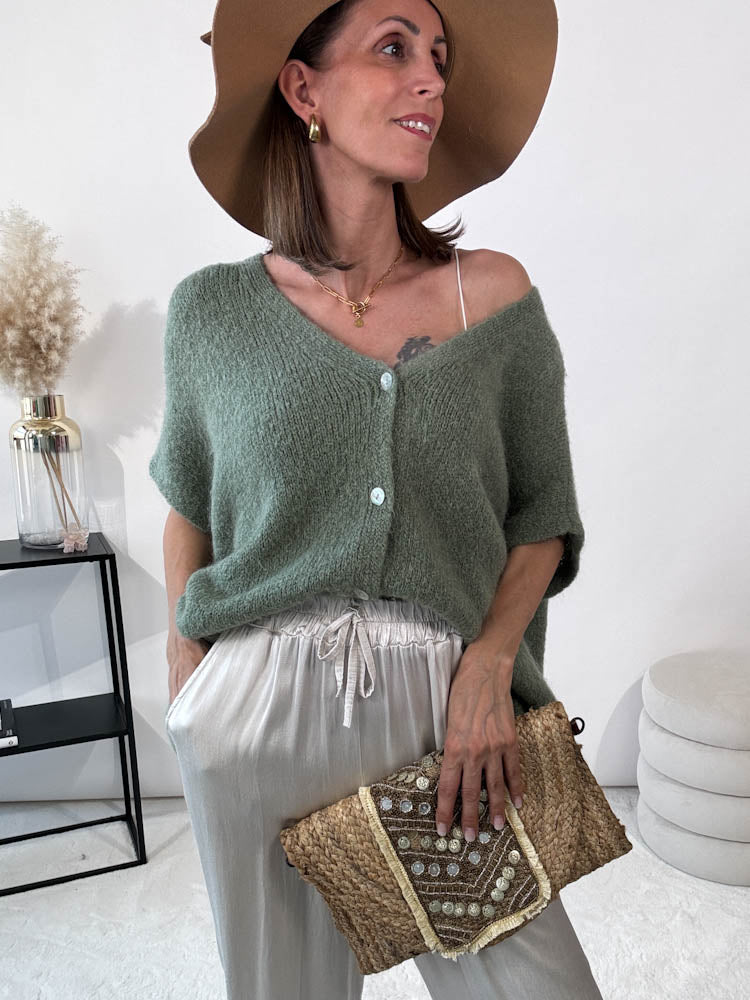 "Florida Vest" kuscheliger Cardigan - matcha