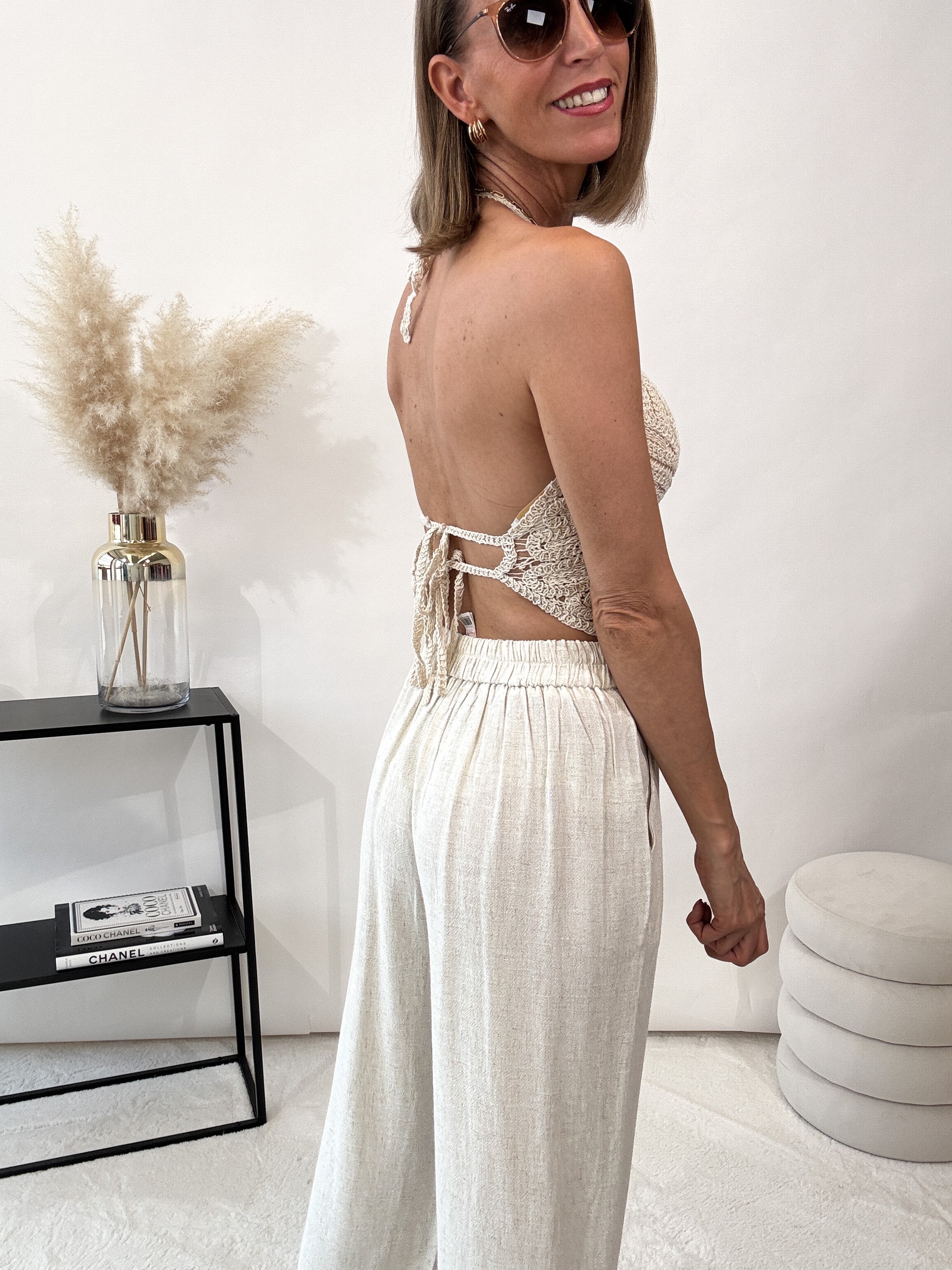 "Butterfly" süßes Crochet Top - beige