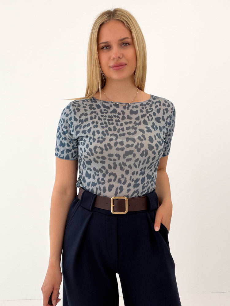 "Como Leo T-Shirt" weiches Cashmere Shirt - washing blue