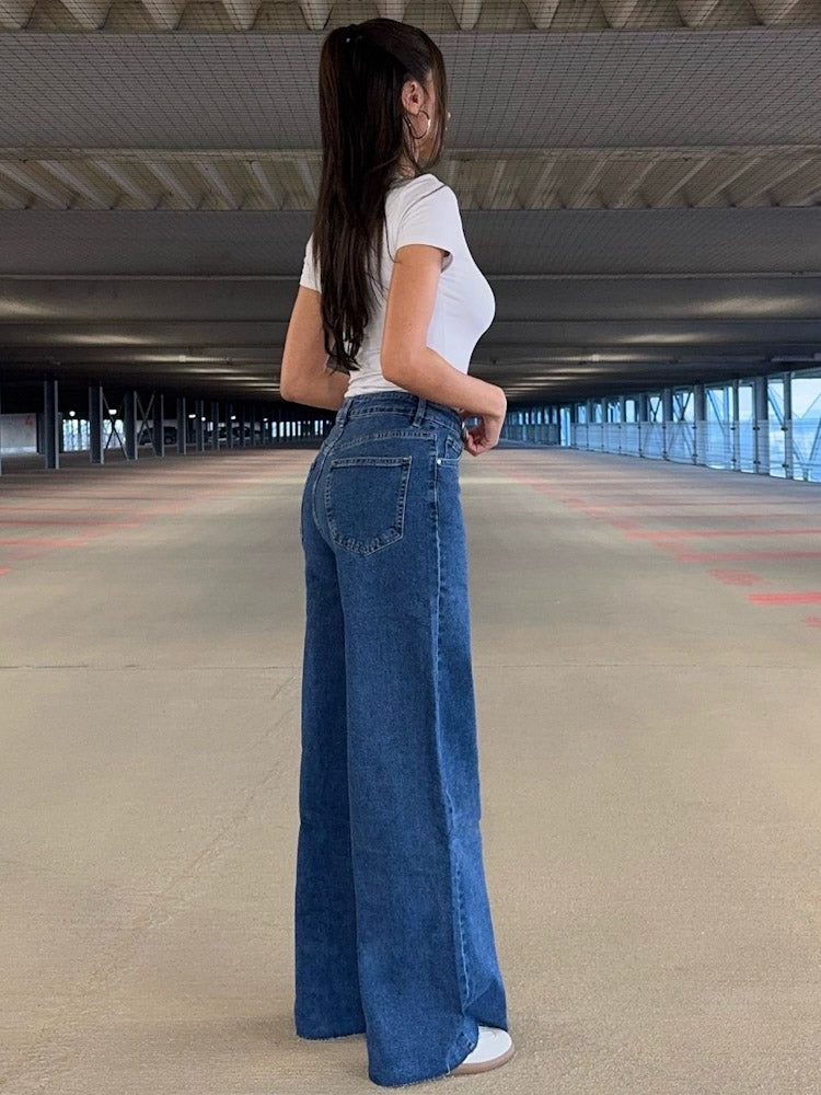 "Caramello" Wide Leg Jeans - blau