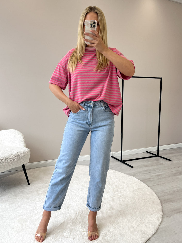 "Noa Linea" tolles Streifenshirt aus Baumwolle - washing rosa/pink