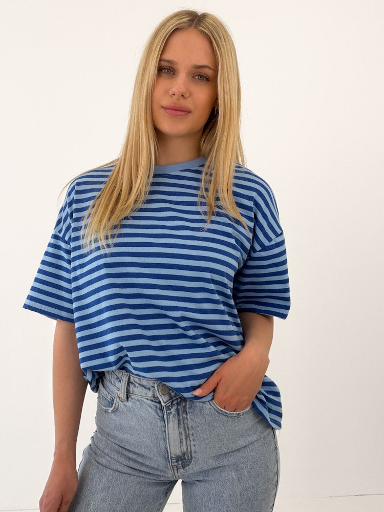"Noa Linea" tolles Streifenshirt aus Baumwolle - hellblau/ dunkelblau