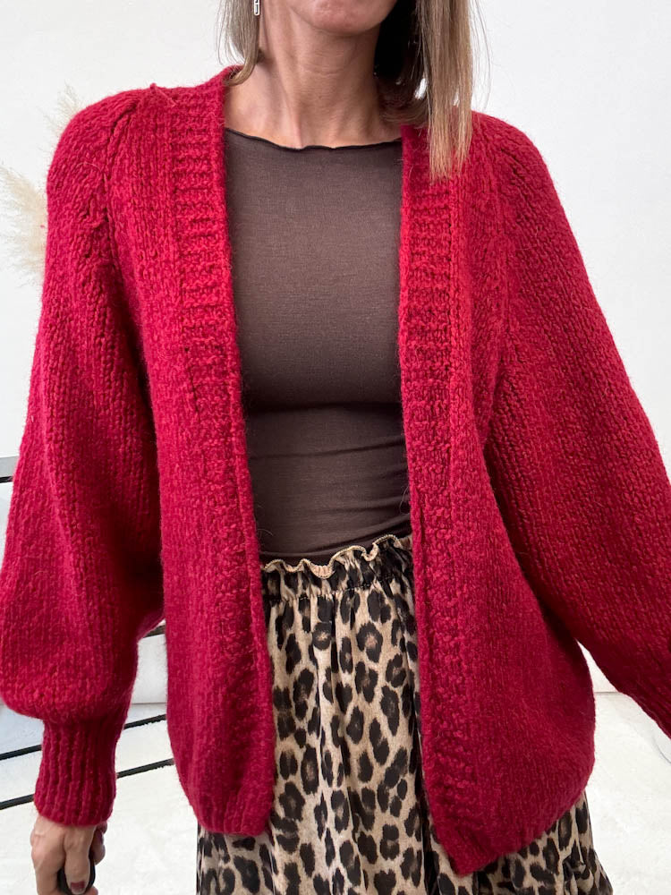 "Cosy " kuscheliger Strick Cardigan - rot